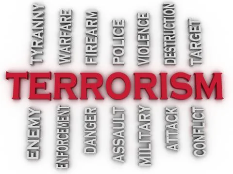 3d image terrorism issues concept word cloud background Stock Illustration
