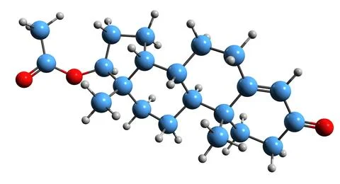3D image of Testosterone acetate skeletal formula Ilustración de archivo