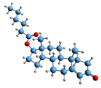3D image of Testosterone caproate skeletal formula Ilustración de archivo
