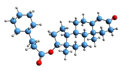 3D image of Testosterone cyclohexylpropionate skeletal formula Stock Illustration