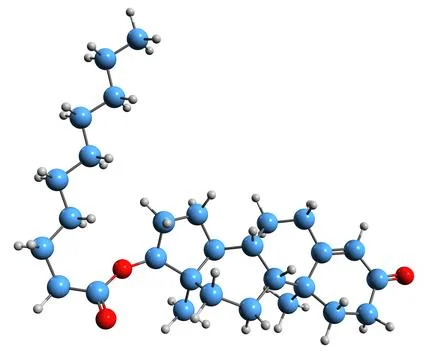 3D image of Testosterone decanoate skeletal formula Ilustración de archivo