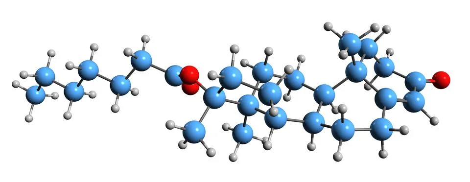 3D image of Testosterone enanthate skeletal formula Stock Illustration