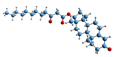 3D image of Testosterone ketolaurate skeletal formula Illustrazione stock