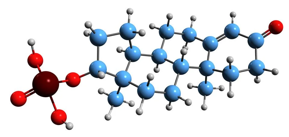 3D image of Testosterone phosphate skeletal formula Illustrazione stock