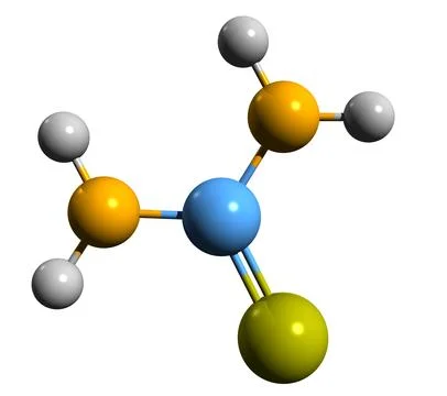 3D image of Thiourea skeletal formula Stock Illustration