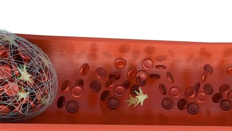 The 3D image of thrombus formation within a blood vessel Stock Illustration
