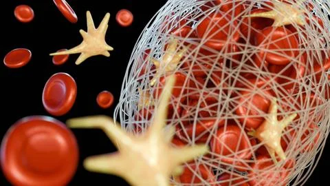The 3D image of thrombus formation within a blood vessel Stock Illustration