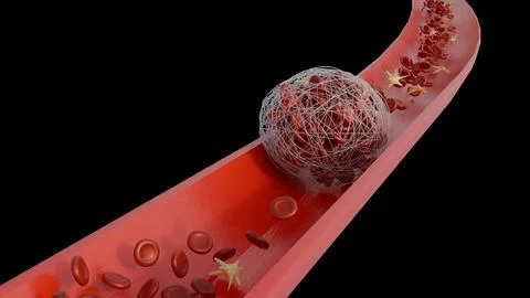 The 3D image of thrombus formation within a blood vessel Stock Illustration