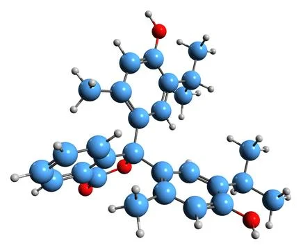 3D image of Thymolphthalein skeletal formula Stock Illustration