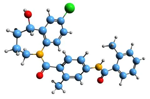 3D image of Tolvaptan skeletal formula Stockillustratie