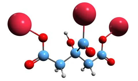 3D image of Trisodium citrate skeletal formula Stock Illustration