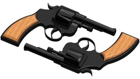 3D image of two revolvers Stock Illustration