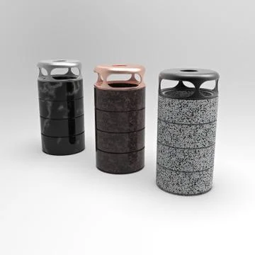 3d image of urn with galvanized lid with ashtray 03 Stock Illustration