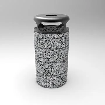 3d image of urn with galvanized lid with ashtray 02 Stock Illustration