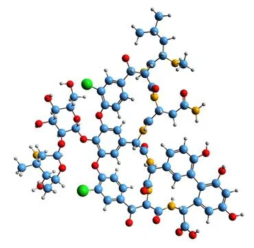 3D image of Vancomycin skeletal formula イラスト素材