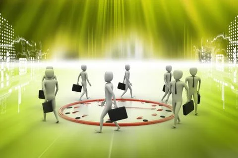 3d image of virtual men on global connection Stock Illustration