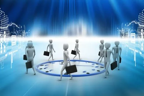 3d image of virtual men on global connection Stock Illustration