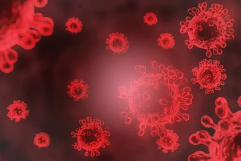 3D image of a virus against the background, Coronavirus 2019-nCov, Novel coro Illustrazione stock