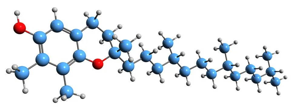3D image of Vitamin E skeletal formula Ilustração Stock