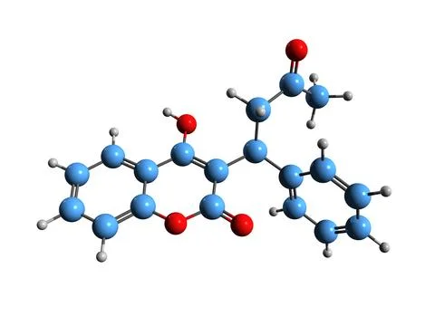 3D image of Warfarin skeletal formula Stock Illustration