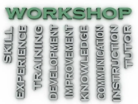 3d image Workshop  issues concept word cloud background Stock Illustration