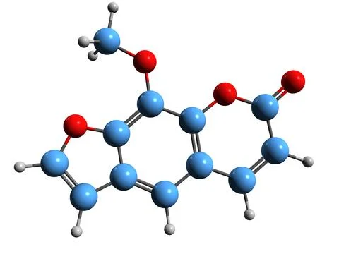 3D image of Xanthotoxin skeletal formula Stock Illustration