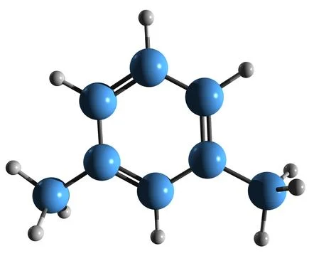 3D image of Xylene skeletal formula Illustrazione stock