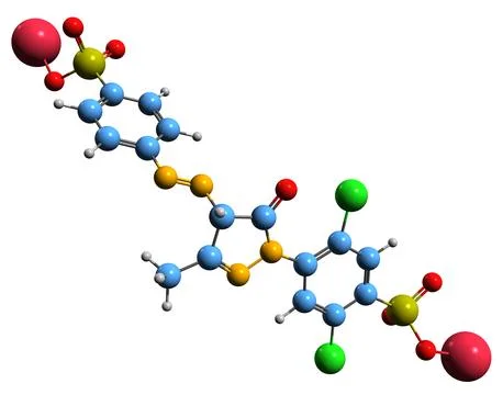 3D image of Yellow 2G skeletal formula Stock Illustration