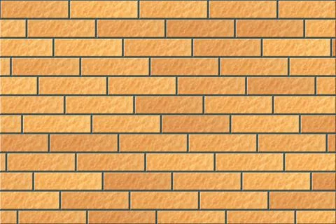 3d image, yellow brick on gray concrete, brick texture background. Illustrazione stock