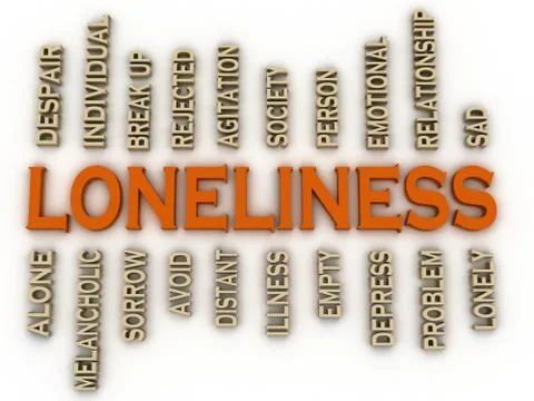 3d imagen loneliness issues concept word cloud background Stock Illustration