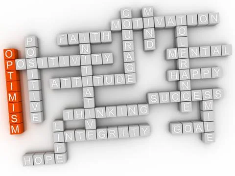 3d imagen Optimism word cloud concept. Stock Illustration