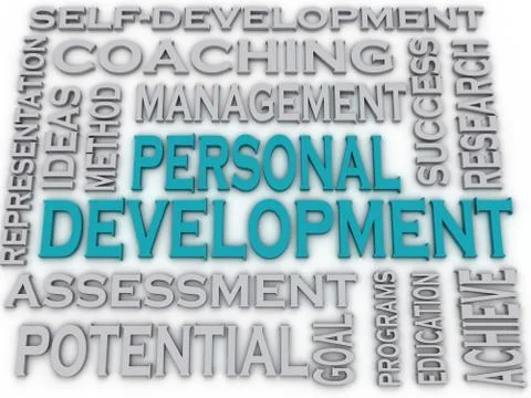 3d imagen personal development  issues and concepts word cloud background Stock Illustration