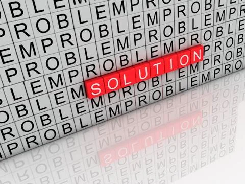 3d imagen solution and problem word Illustrazione stock