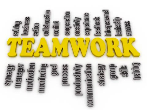3d imagen a word cloud of teamwork related items Stockillustratie