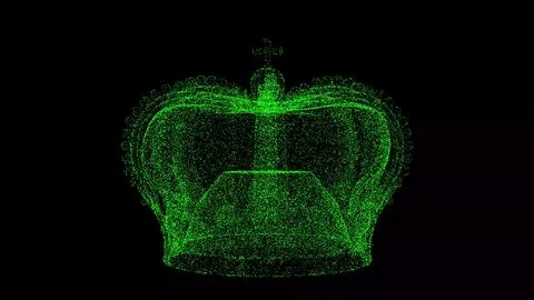 3D Imperial Crown on black background. Object made of shimmering particles... Stock Illustration