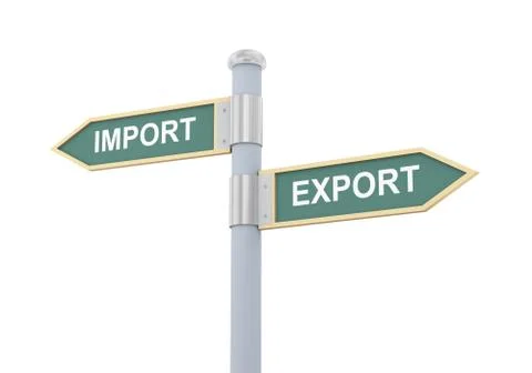 3d import export road sign Stock Illustration