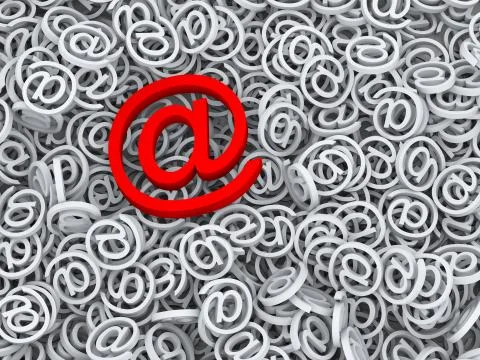 3d important message email symbol at sign Stock Illustration