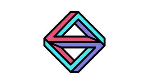 3d impossible geometric shape color icon animation Stock Footage 225025835