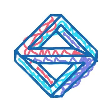 3d impossible geometric shape icon doodle illustration Illustrazione stock