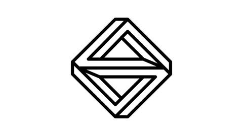 3d impossible geometric shape line icon animation Stock Footage 224414073