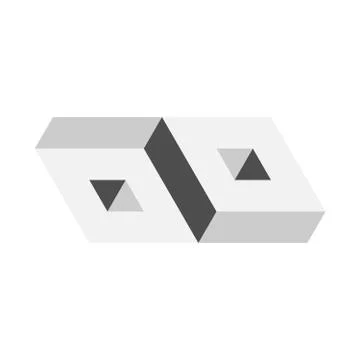 3D impossible object. Geometric 3D block. Optical illusion. Vector illustration. Stock Illustration