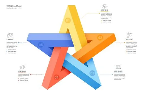 3D Impossible Star Process Infographic Diagram Template Background with 5 B.. 스톡 일러스트