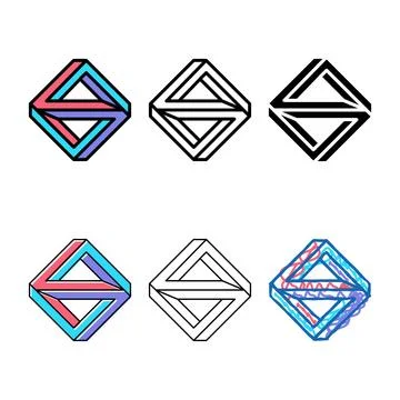 3d impossible variations geometric shape color icon vector Illustrazione stock