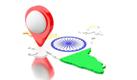 3d India map with pointer Stock Illustration
