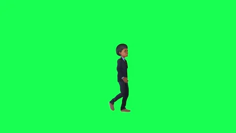 3d indian boy in formal suit walking isolated chroma key right angle Video stock 259823962