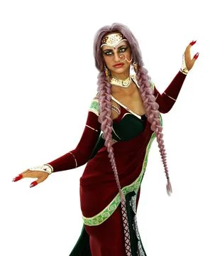 3D Indian girl with braids イラスト素材