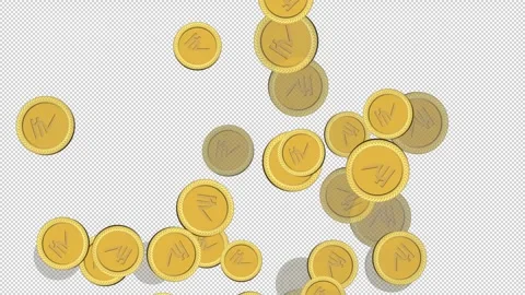 3D Indian Rupee Coins Falling on Transparent Screen Background. Stock Footage 337267477