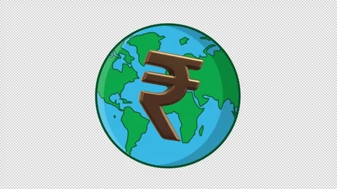 3D Indian Rupee Globe Symbol Animation Stock Footage 341748501