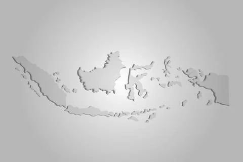 3D Indonesia Map in Gray Shades as a Background Design Illustration. Stock Illustration