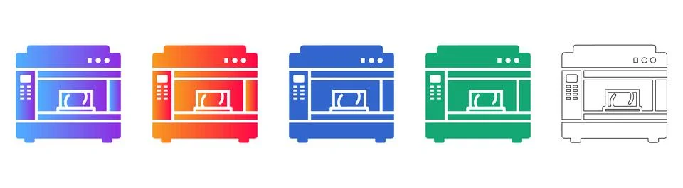 3D Industrial Printer Icon Set for Manufacturing Stock Illustration